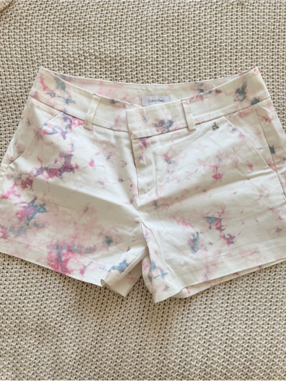 Calvin Klein White Tie-Dye Pink & Blue Cotton Shorts